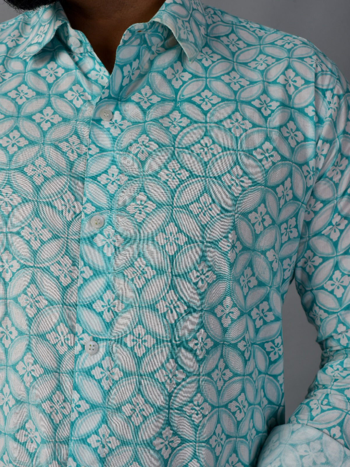 Grateful Green Men’s Handblock Full Sleeve Shirt - Woven with Purpose, Worn with Pride