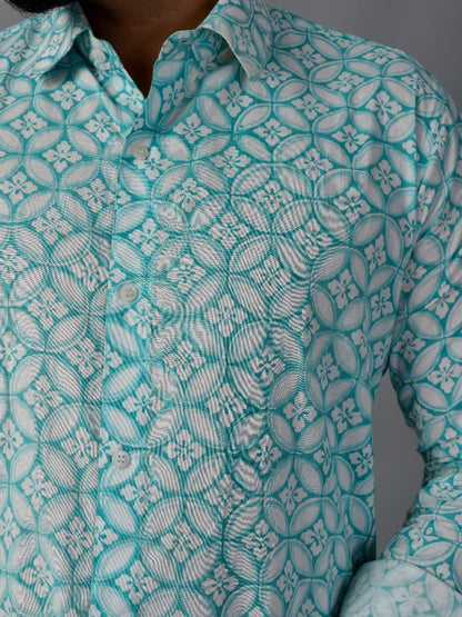 Grateful Green Men’s Handblock Full Sleeve Shirt - Woven with Purpose, Worn with Pride