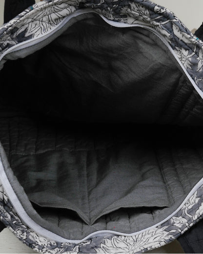 Elegant Grey Quilted Tote Bag | Made in Jaipur