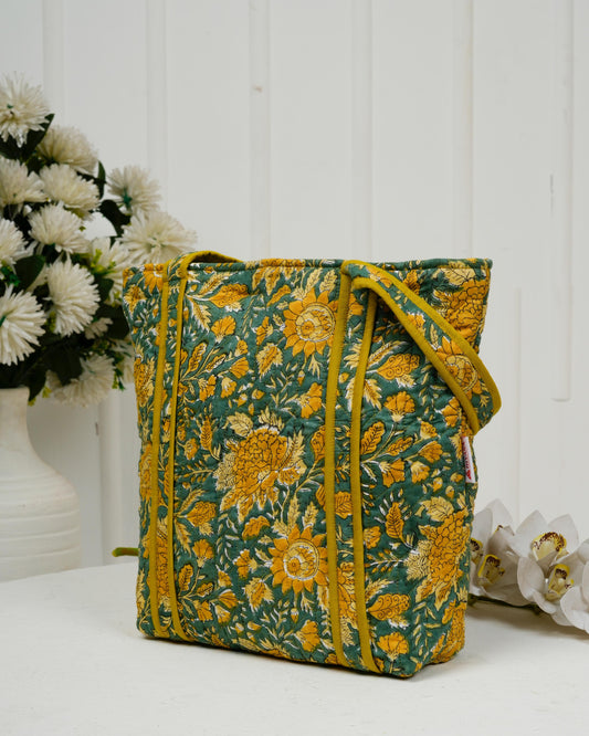 Soulful Mustard Quilted Tote Bag | Made in Jaipur