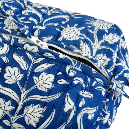 Royal Blue - Set of 3 Handblock Printed Quilted Pouches | Crafted in Jaipur