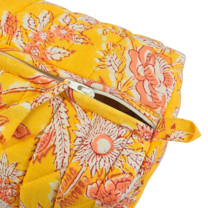 Radiant Yellow - Set of 3 Handblock Printed Quilted Pouches | Crafted in Jaipur