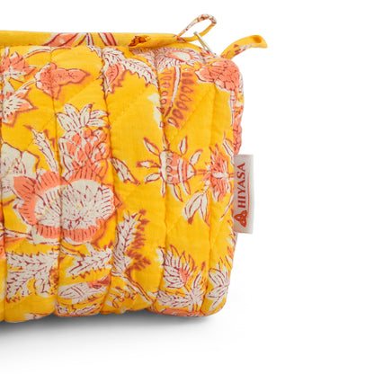 Radiant Yellow - Set of 3 Handblock Printed Quilted Pouches | Crafted in Jaipur