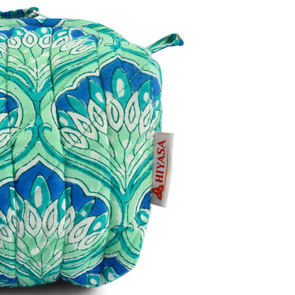 Glowing Peacock - Set of 3 Handblock Printed Quilted Pouches | Crafted in Jaipur